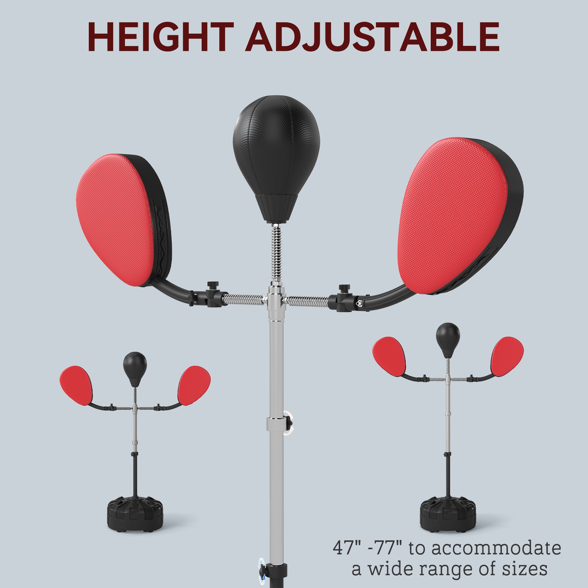 Adjustable Height Punching Speed Bag with 2 Target Arms