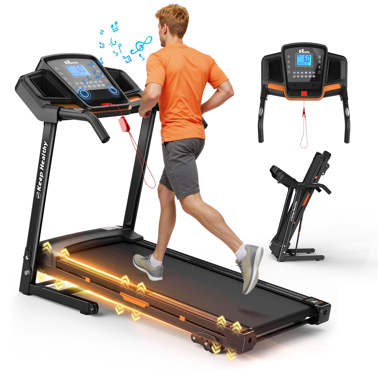 Foldable Electric Treadmill With Incline Workout Running Machine