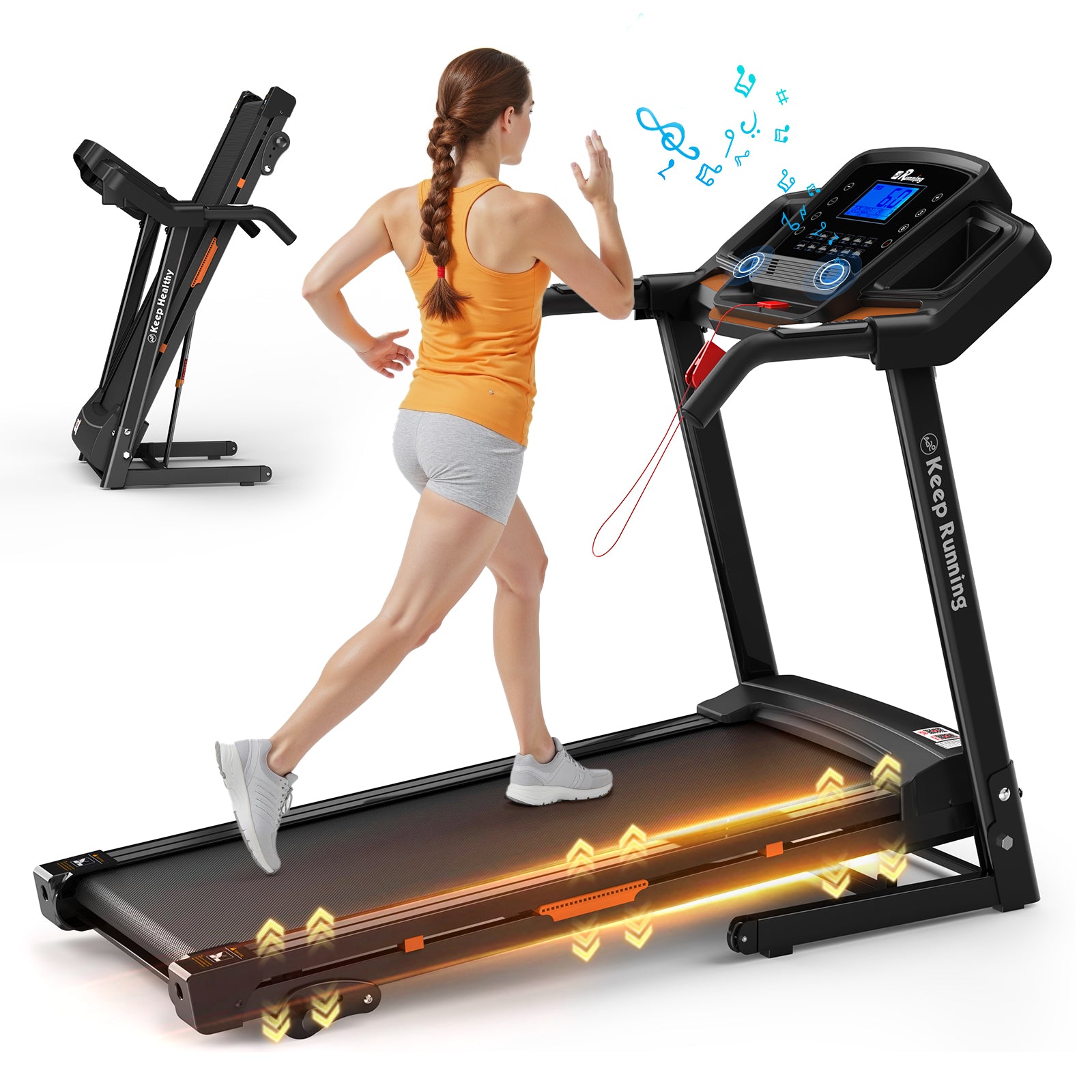 Foldable Electric Treadmill With Incline Workout Running Machine